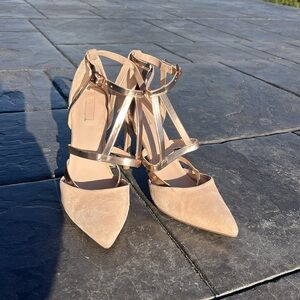 Top Shop Nude Suede and blush metallic heels size 42